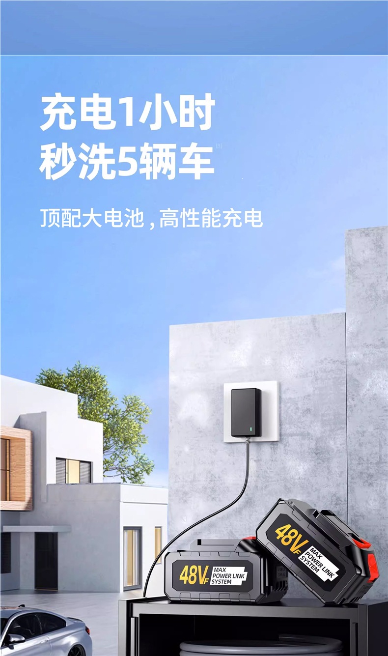 Wireless Car Washing Machine 2026 New Model High-Pressure Water Gun for Home Use, Powerful Rechargeable Lithium Battery Booster