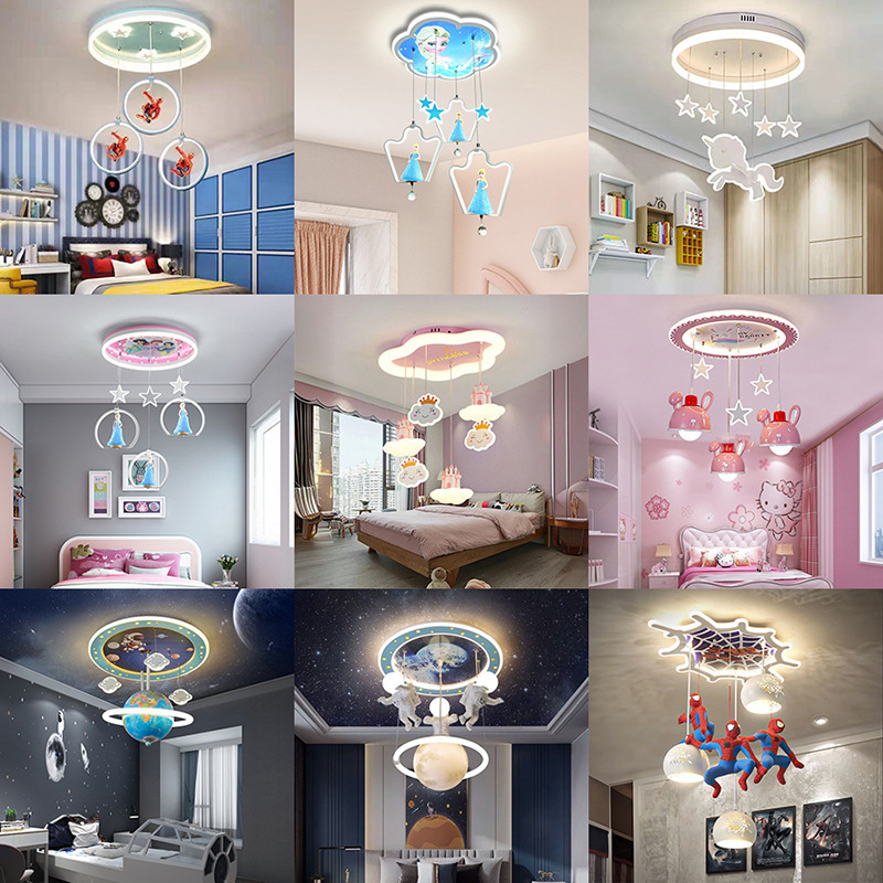 Children's Room Chandelier Boys and Girls Bedroom Lamp Nordic Creative Cartoon Modern Simple Lamps Pink Princess Lighting