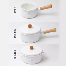 出口日韩一级品质韩国电视购物频道热售产品搪瓷1.1L木柄奶锅