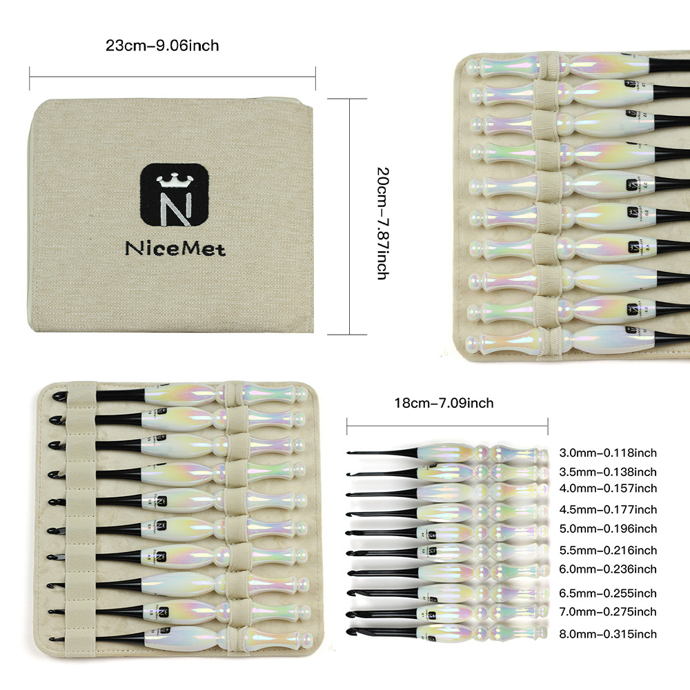 Herramientas de tejido transfronterizas acrílicas agujas de acrílico nuevo estilo europeo pulido a mano agujas de acrílico 10 juegos
