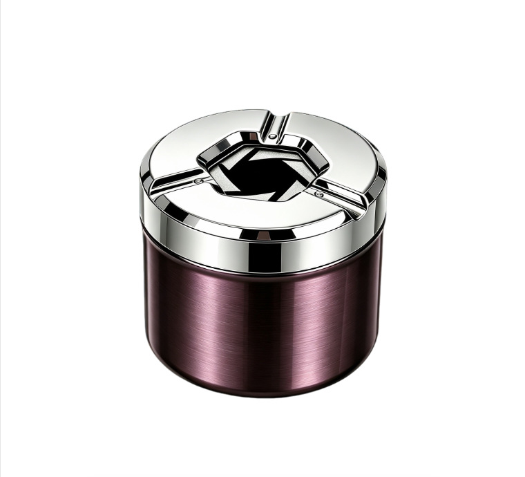 New creative rotating ashtray for living room, zinc alloy, anti-splash, high-end with lid, suitable for bedroom and car use