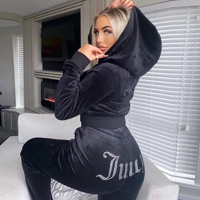 Demi-season fashionable velvet sports suit