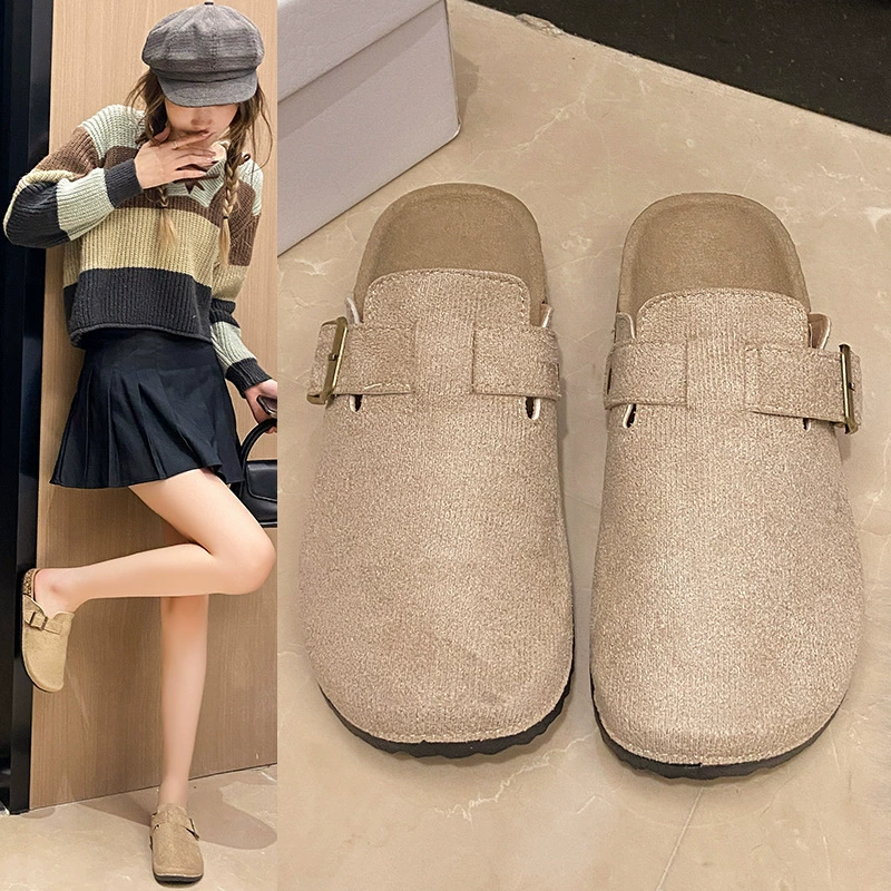 Ретро-тапочки на платформе с скрытой каблуком, обувь в стиле Birkenstock Boston, легко надевать, закрытые носки, подходят для улицы