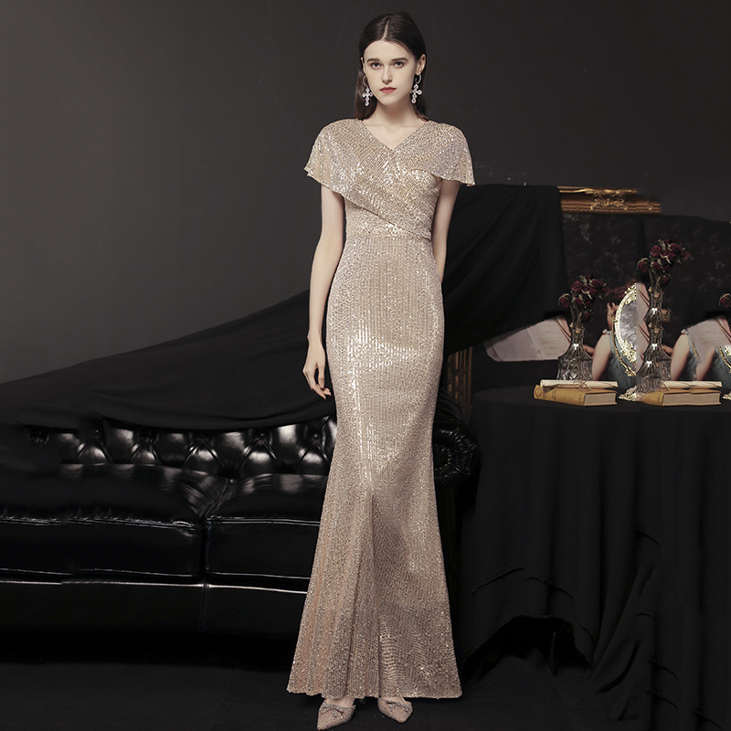 Evening Dress for Women 2026 New Style Elegant Banquet Fishtail Dress Host High-End Dress Socialite High-Class Evening Dress