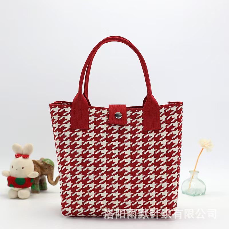 Nuevo bolso de punto de gran capacidad Tote bolso de ocio bolso de mano salvaje estilo coreano tendencia pata de gallo para hombres y mujeres