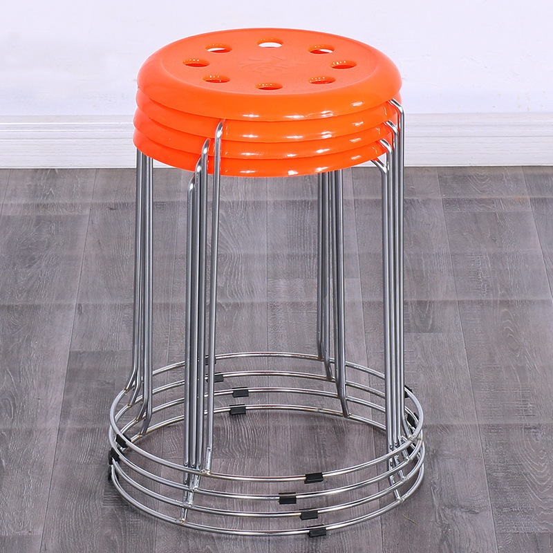 Taburetes redondos de madera sólida taburetes de acero inoxidable taburetes caseros apilables taburetes de hierro forjado dormitorio taburetes de comedor para adultos