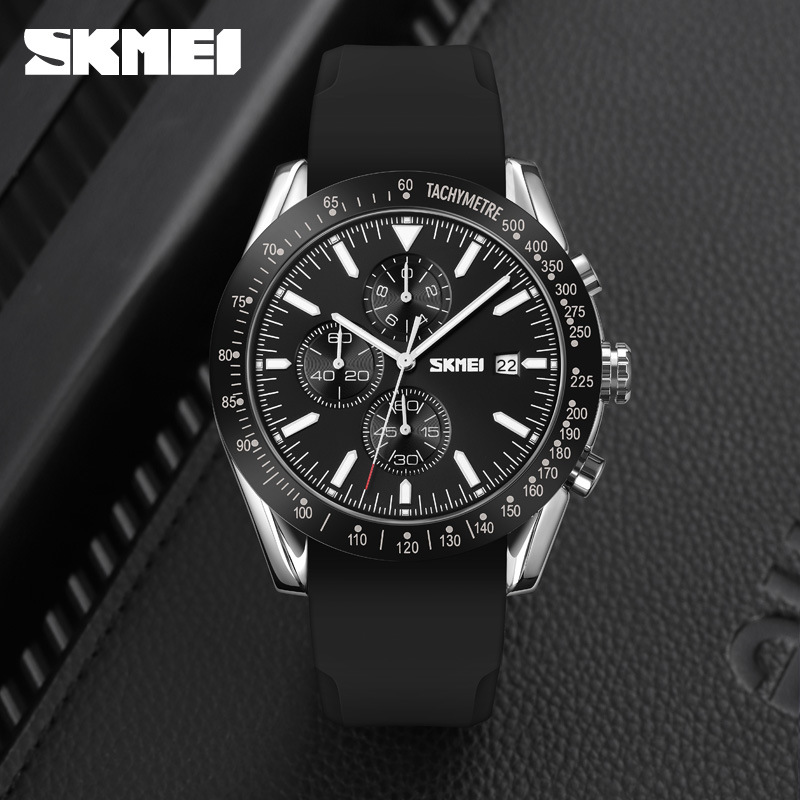 Momento de belleza multifuncional reloj de hombre correa de silicona reloj de cuarzo casual calendario impermeable cronometraje transfronterizo al por mayor