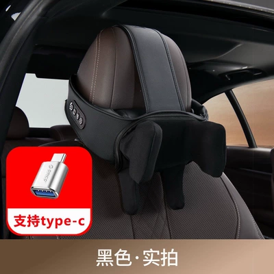 pillow for car seats, Masaj avadanlığı - type-c-elegant-black-6-axis-massage-and-heating-neck-pillow-single-piece