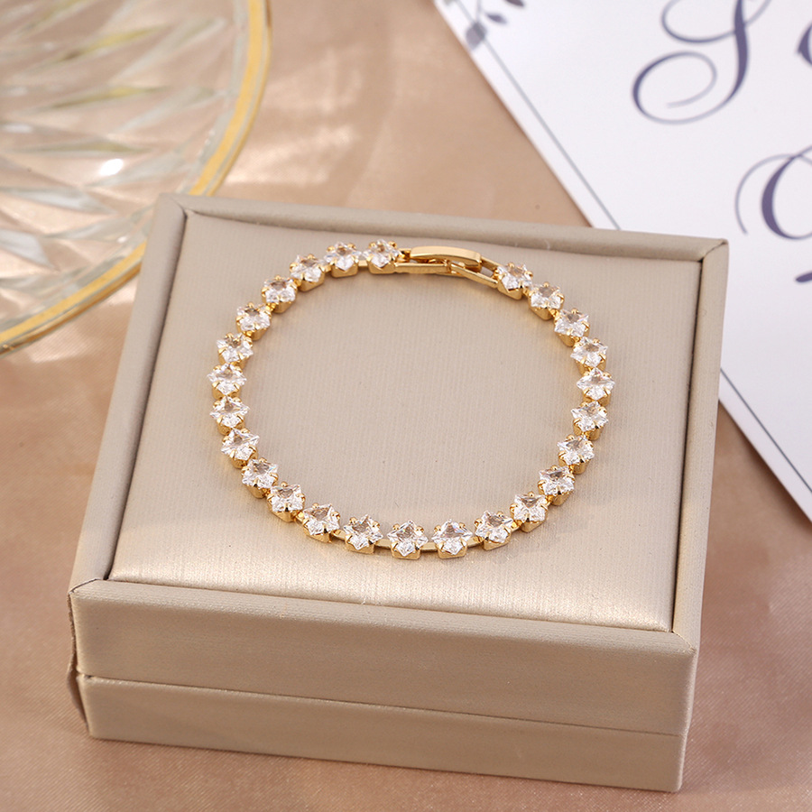 Square fashionable tennis universal copper golden platinum bracelet…