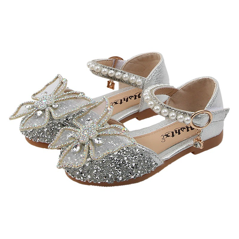 2023 весна-лето новая обувь для девочек модная обувь принцессы в Корейском стиле со стразами и бантом обувь для выступлений на мягкой подошве