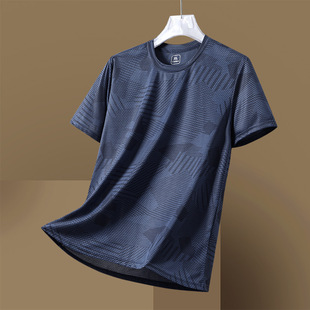 Sports Summer Large Size Tops Outdoor Running Short-Sleeved Casual Round Neck Camouflage Dry Cool Quick Men's T-Shirt Fitness
