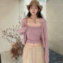 2025夏季罩新款衫女薄款外搭外套开衫长袖显瘦轻薄透气纯欲百搭