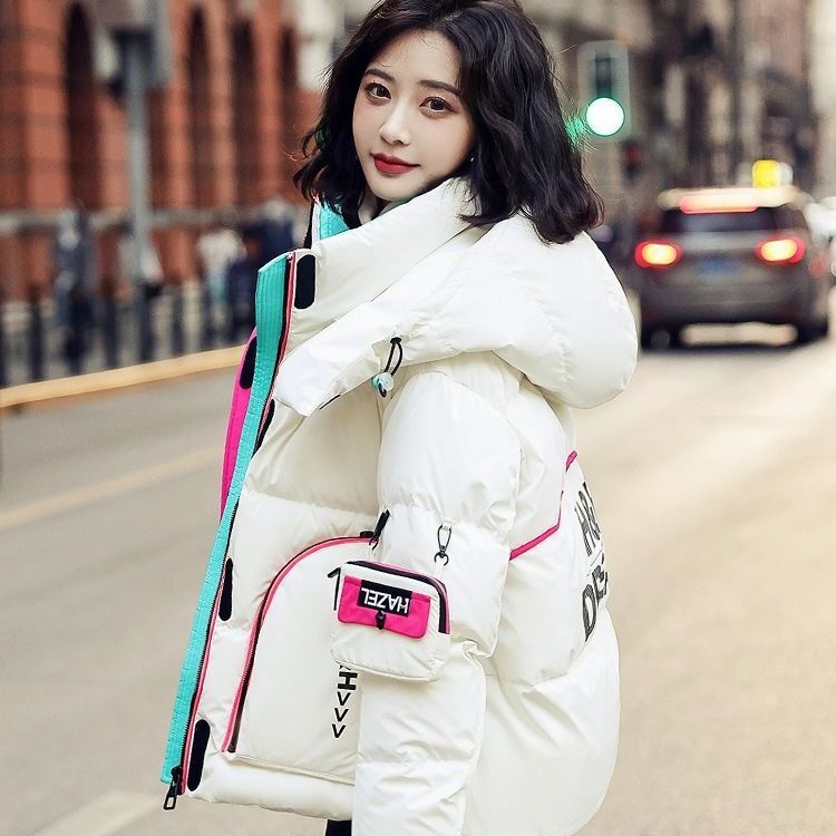 2026 White Duck down Jacket for Women, Winter Short Style, No-Wash, Letter Print, Glossy, Thickened, Clearance Puffer Jacket