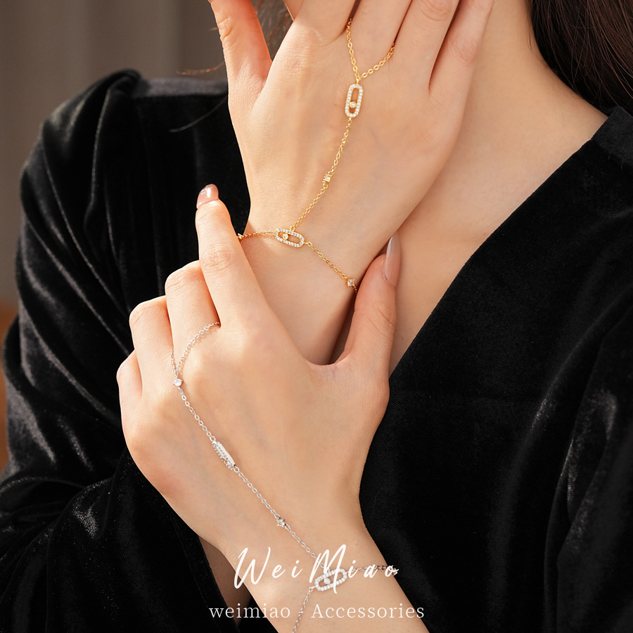 Zircon elíptico una sola pulsera de estilo in-viento pulsera de dedo de moda nicho de diseño sensación de joyería al por mayor