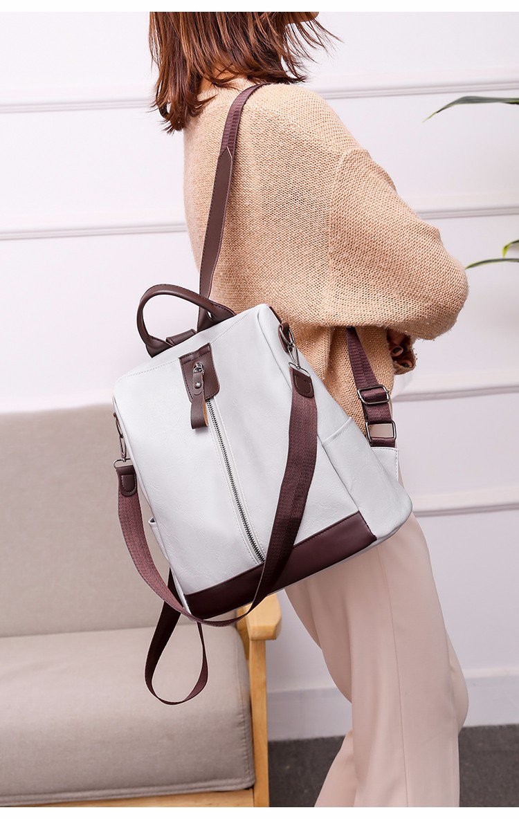 614g Weight Polyester Lining Material Zipper Closure Type Double Shoulder Straps Strap Type Fashion Backpack Bags Type Travel, Street Occasion Pu Leather Material Waterproof, Anti-theft Function Women's Backpack Backpack Solid Color Pattern All Seasons Season Women's Gender Elegant Style Square Shape Waterproof Anti-theft Solid Color Travel Street Women's Backpack