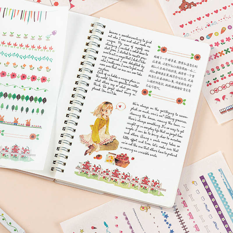 Lindo split línea Grandes pegatinas traje mano cuenta Material kindergarten crecimiento manual decoración bebé álbum pegatinas