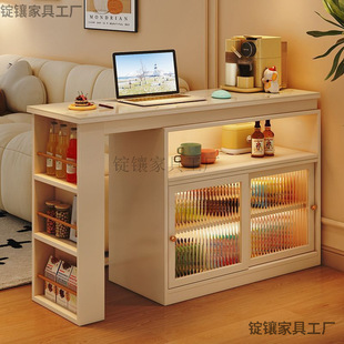 Bar Table Household Wine Cabinet Solid Wood Partition Living Room Modern Rock Board Sideboard Small Telescopic Middle Island Table
