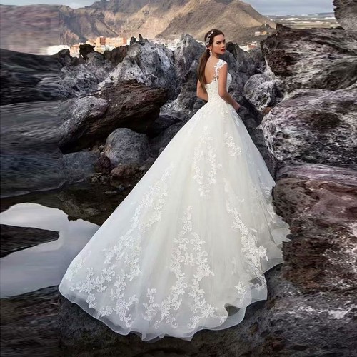 European and American wedding dresses 2023 thin long mid -waist white zipper sleeve sleeveless adult front and back long wedding dresses