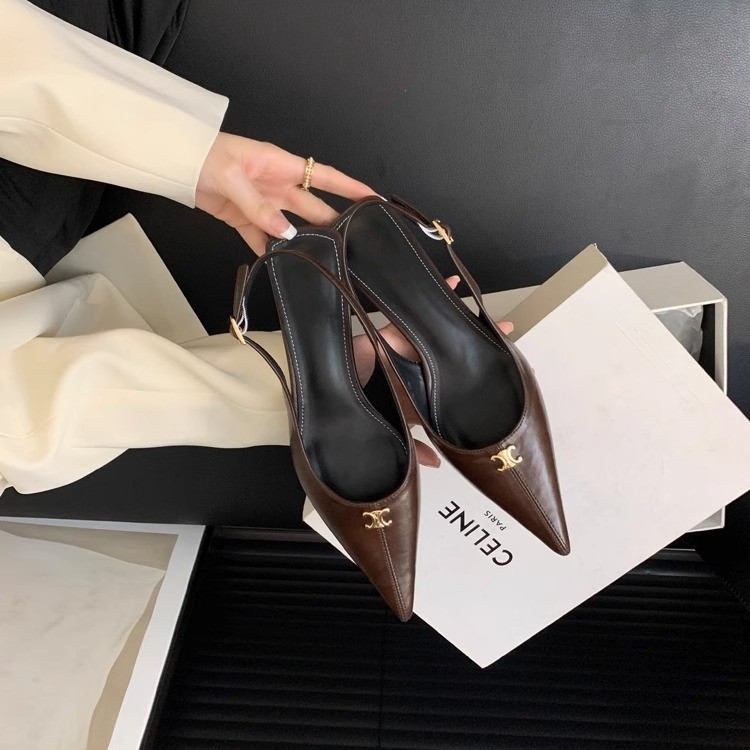 French Black Elegant Stiletto High Heels Toe-Cap Sandals Fairy Shoes 2025 New Spring and Summer Pointed Toe Shoes