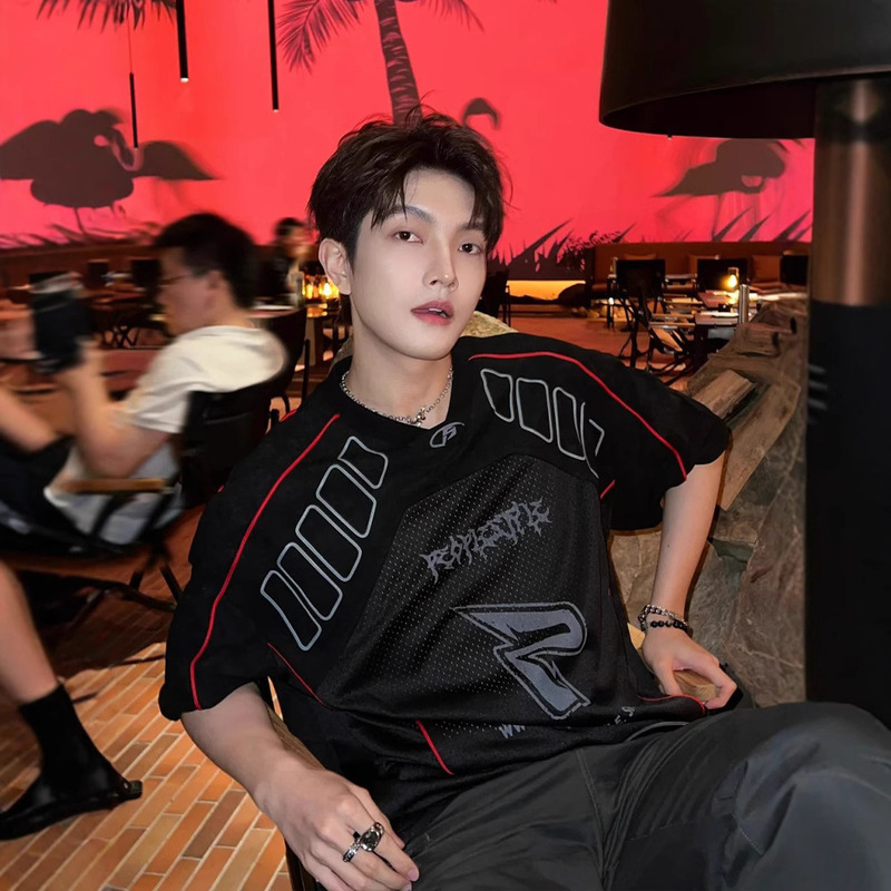 Trendy Brand Yipi Shuai-fried Street T-shirt Men's Short-sleeved American-style High Street Quick-drying Breathable Functional Racing Riding Clothes Sports Jersey