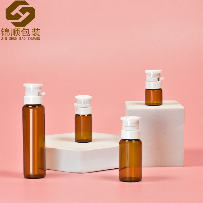 供应5ml医美撕拉盖玻璃瓶 10ml茶色精华液瓶 化妆品分装瓶 包材