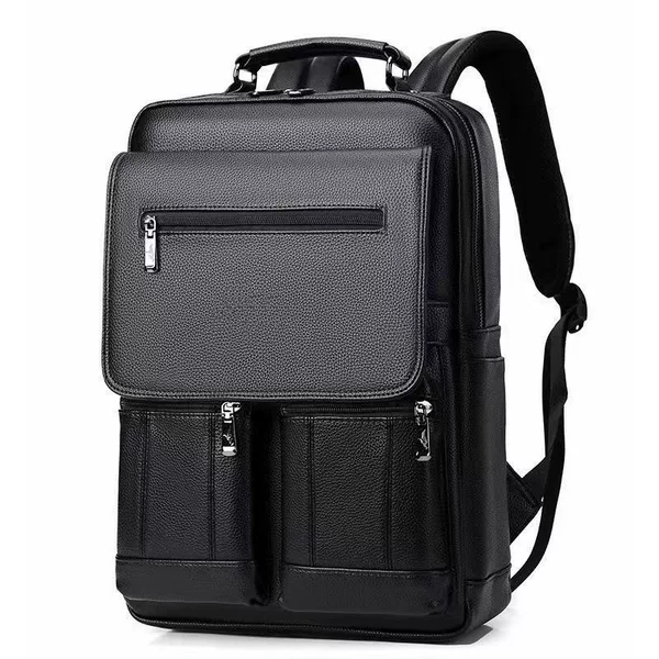 Cross-Border Exclusive Supply of New Retro Pu Leather Backpacks for Men, Fashionable College Student Bags, Casual Computer Bags for Commuting