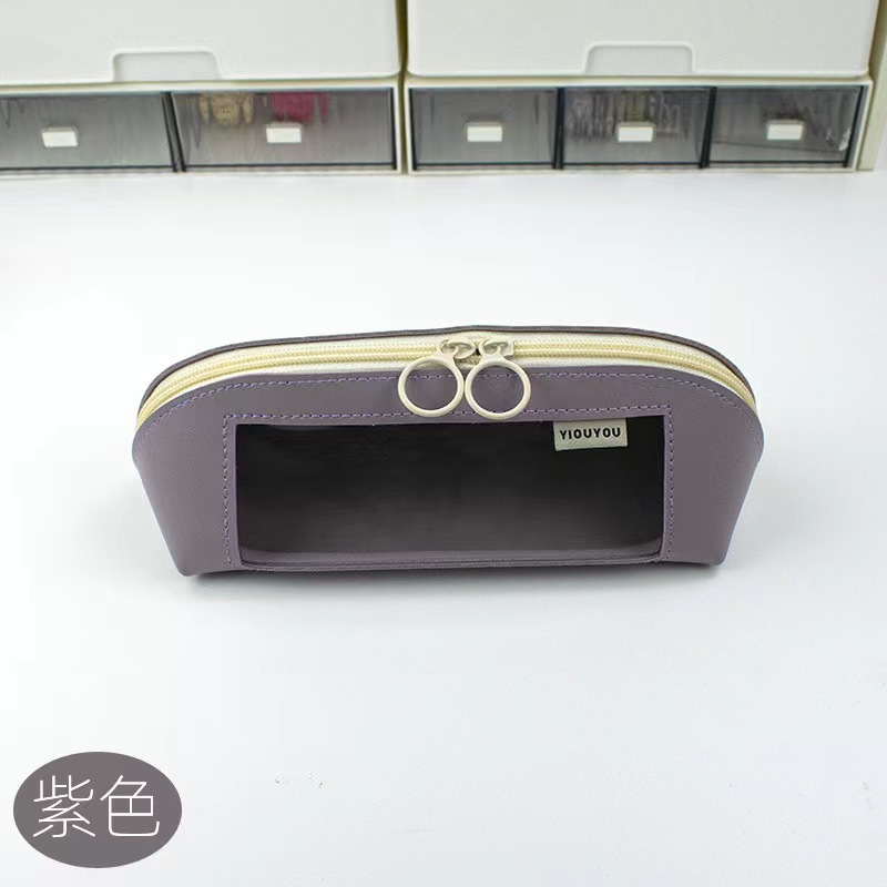 Bolsas de lápiz transparentes de alto valor triángulo estereoscópico gran capacidad ventana abierta bolsas de papelería estudiantes niños caja de lápiz al por mayor