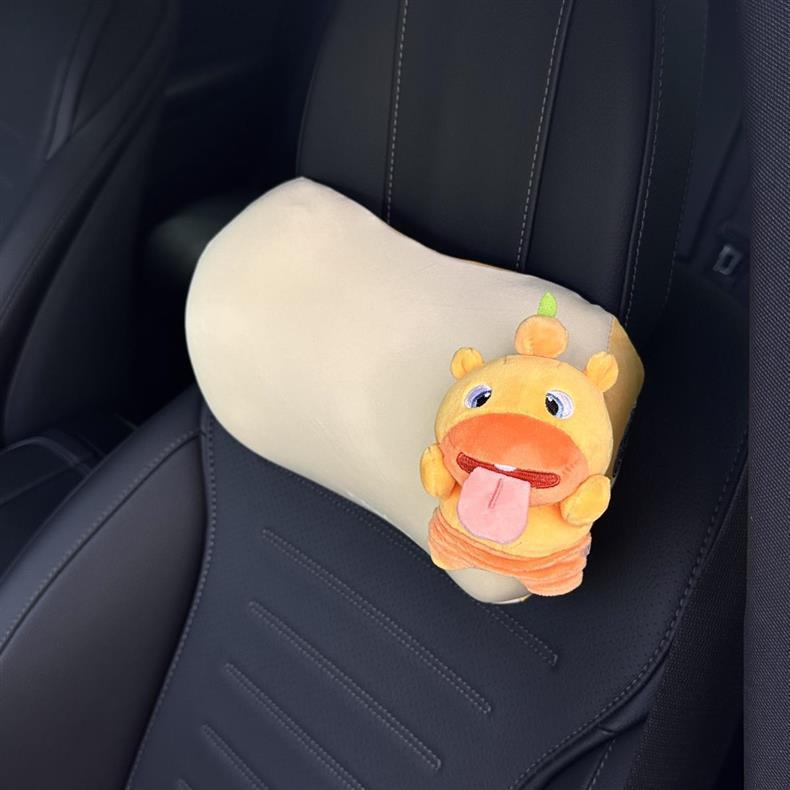 Authentic Capybara Lulu Car Headrest Neck Pillow Car Seat Cushion Car Interior Pillow Lumbar Support Set for Women