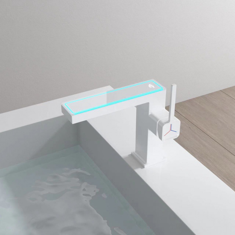 Todo el cobre lavabo grifos domésticos del hotel baños de pantalla digital luz de atmósfera lavabo agua caliente y fría inteligente moderna y simple image 3