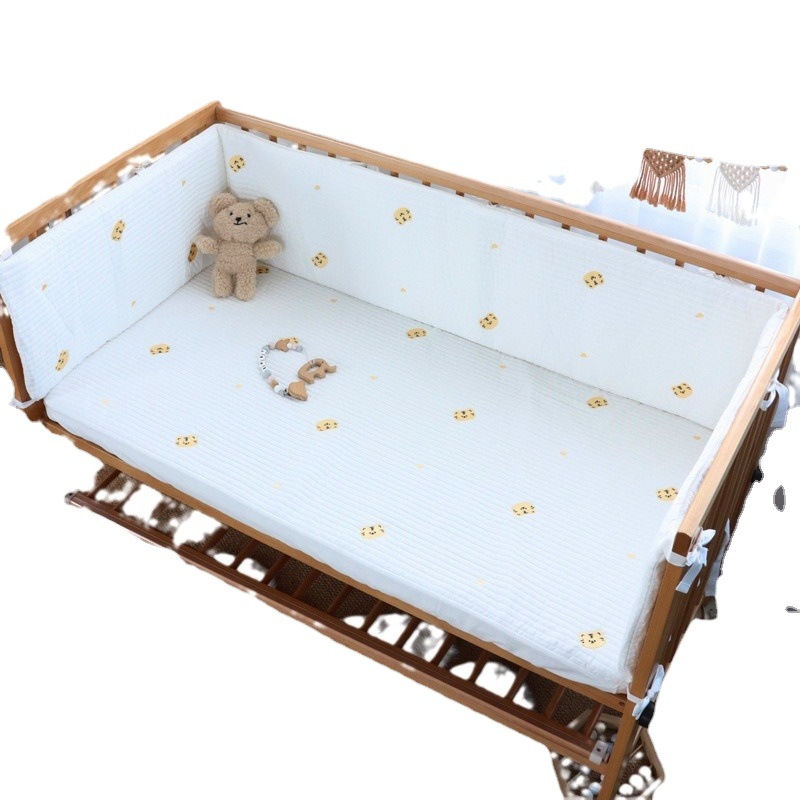 Circunferencia de la cama de la cuna Juego de cama de bebé recién nacido Algodón puro Bordado acolchado coreano Desmontable y lavable Circunferencia anticolisión recién nacido