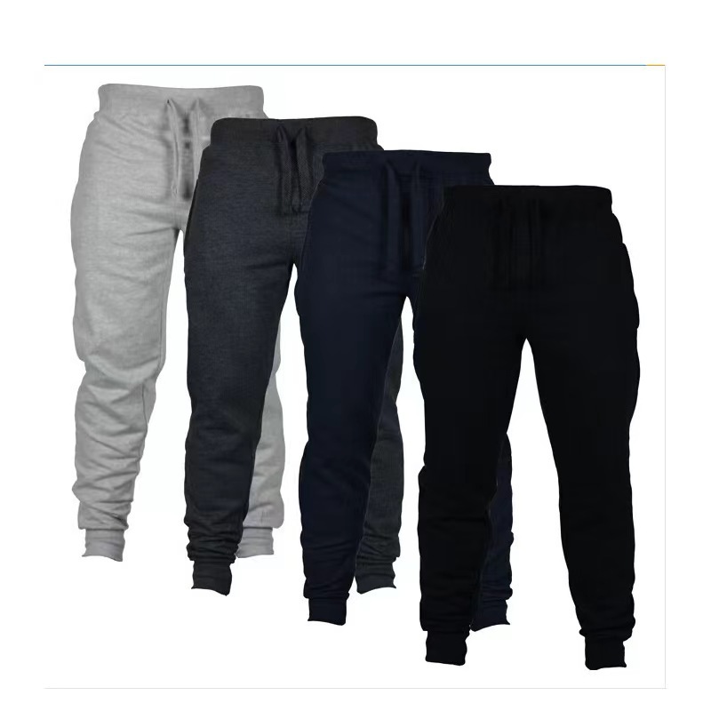 Cross-border 2023 Europe and the United States new men's casual pants AliExpress solid color casual sports pants fleece pants