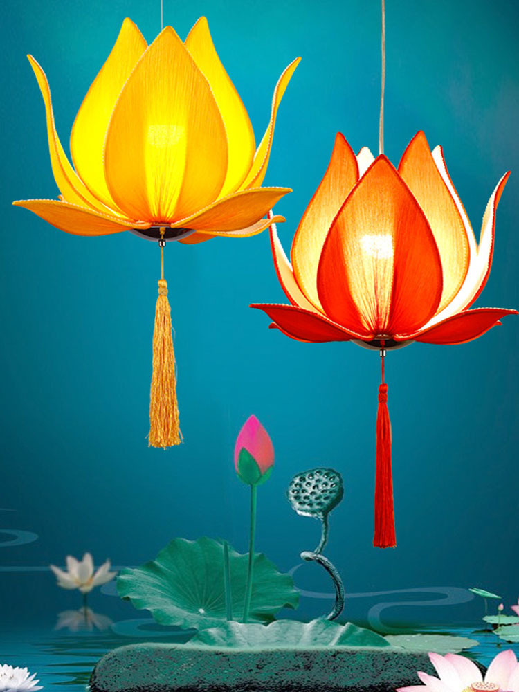 New Chinese-style pendant lights, Lotus Restaurant, Hot Pot Restaurant, Buddha Hall, Lotus Lantern, Club, Tea House, Wind Hotel, Lighting