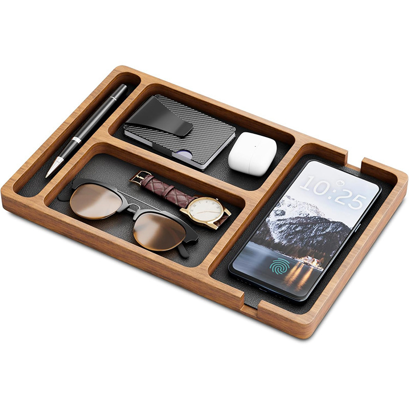 Wooden Office Storage Tray, Mobile Phone Charging Tray, Bedside Table, Wallet and Key Storage Compartment Tray Wooden Office Storage Tray, Mobile Phone Charging Tray, Bedside Table, Wallet and Key Storage Compartment Tray