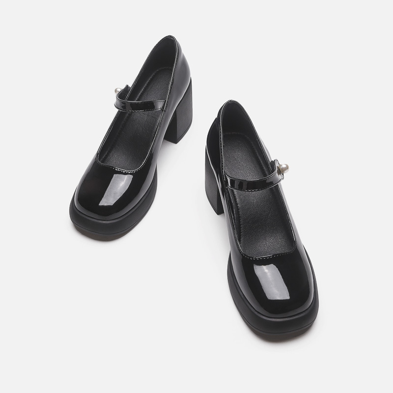 Fehér magassarkú, női vintage Mary Jane masnis, platformos, puha, loggeres sarkú cipő_voghion.com