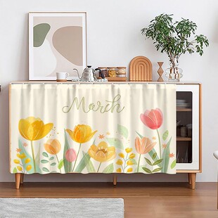 Cabinet Cover Curtain, Door Curtain, Kitchen Cabinet Clutter Cover Curtain, Shoe Rack Wardrobe Dustproof Curtain, No-Drill Fabric Curtain
