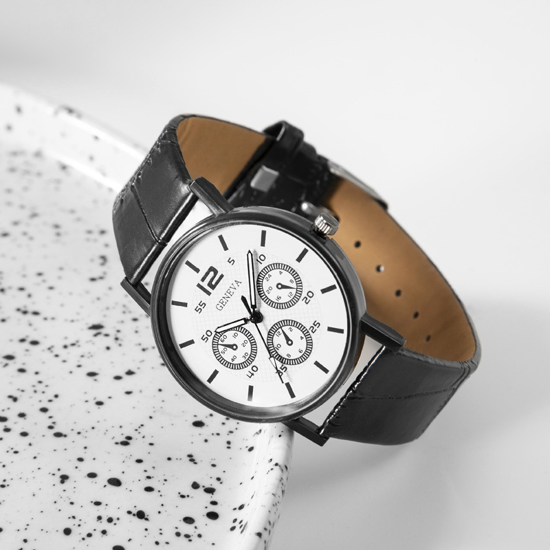 Relógio masculino Eyes Gift com três pulseiras de vidro de quartzo_voghion.com