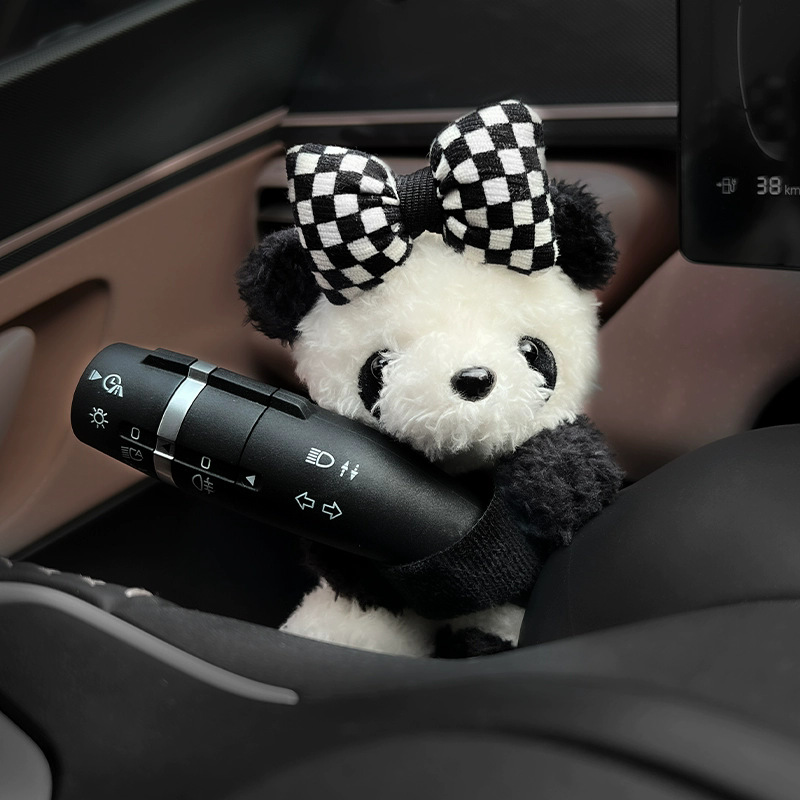 흑백 체크무늬 리본 [팬더 가슴 장식]