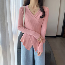 金韩早秋韩系上衣女装气质修身显瘦长袖针织衫2025新款慵懒打包邮