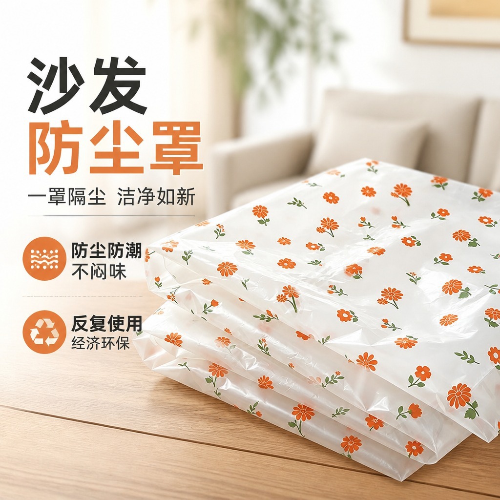 Disposable bedspread, extra-large printed elasticated sofa cover, dustproof cover, furniture protective film, dining table, coffee table