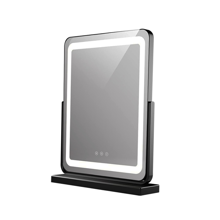 Aleación de aluminio Hollywood espejo de maquillaje de tres colores oscurecimiento escritorio del hogar Led espejo de maquillaje 360 espejo giratorio del dormitorio con la luz