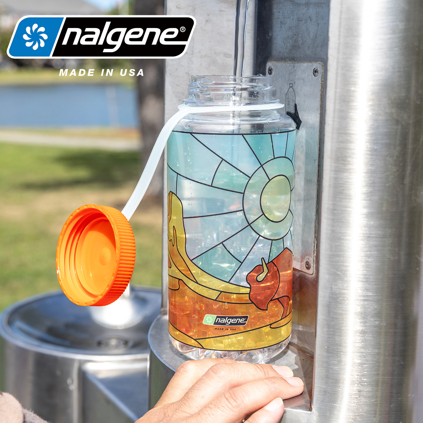 美国nalgene乐基因新插画款1L大容量时尚水杯户外健身运动便携壶