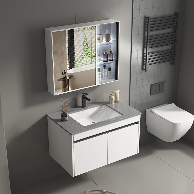Panal gabinete de baño de aluminio de cerámica cuenca integrada espacio de baño de aluminio lavabo gabinete lavabo combinación