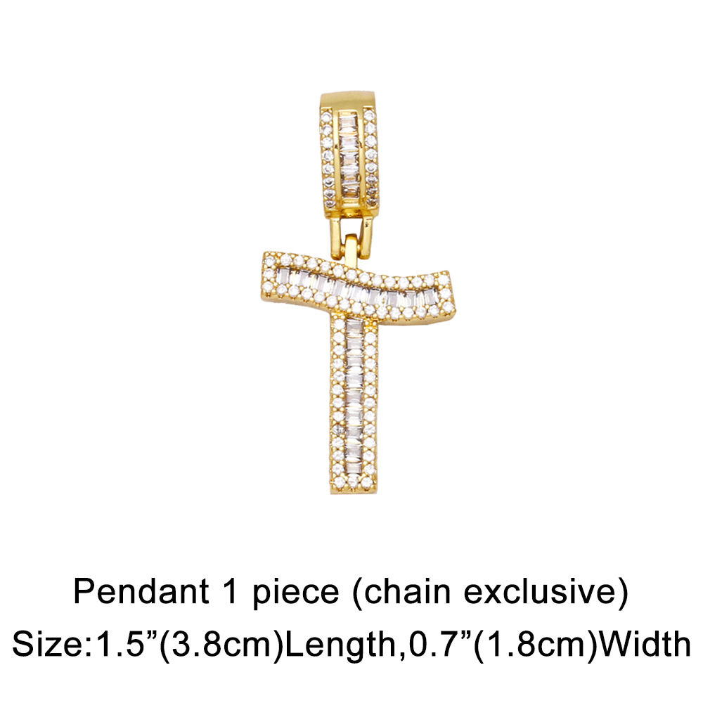 15g Weight 18K Gold Plated Plating Material Necklace Classification Wedding Occasion Copper Material Geometric, Letter Pattern Unisex Gender Fashion Style Fashion Zircon Letter Hip Hop Men's And Women's Copper Necklace 18