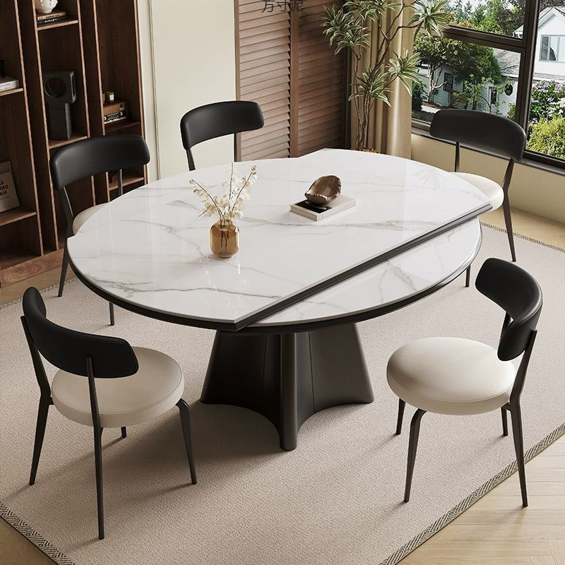 Итальянский легкий роскошный обеденный стол из сланца, квадратный и круглый, двойного назначения, для небольшой квартиры, современный простой домашний складной выдвижной обеденный стол, завод