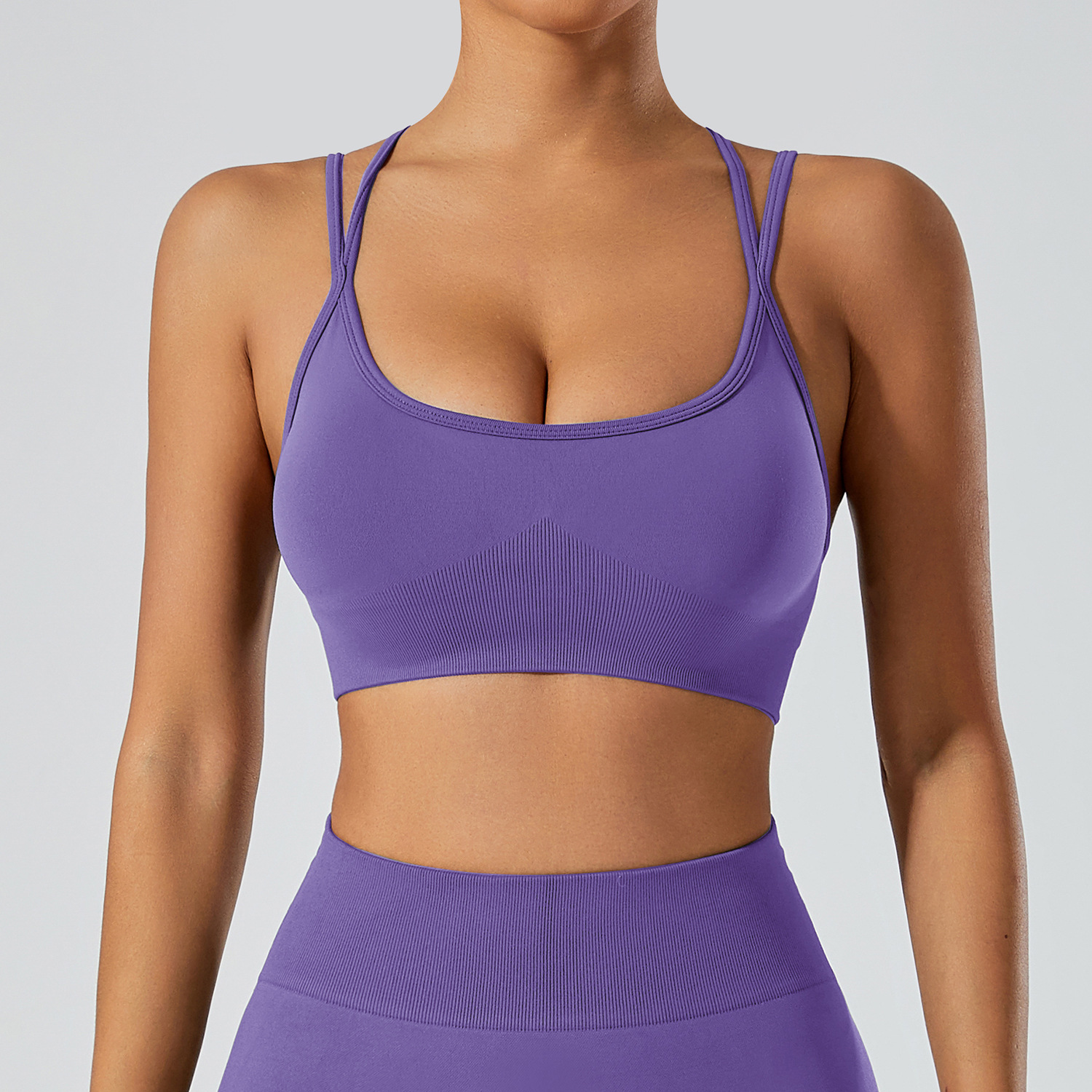 En stock verano belleza espalda multi-Correa Cruz sujetador desgaste exterior a prueba de golpes correr ropa de entrenamiento ropa interior deportiva ropa de yoga chaleco