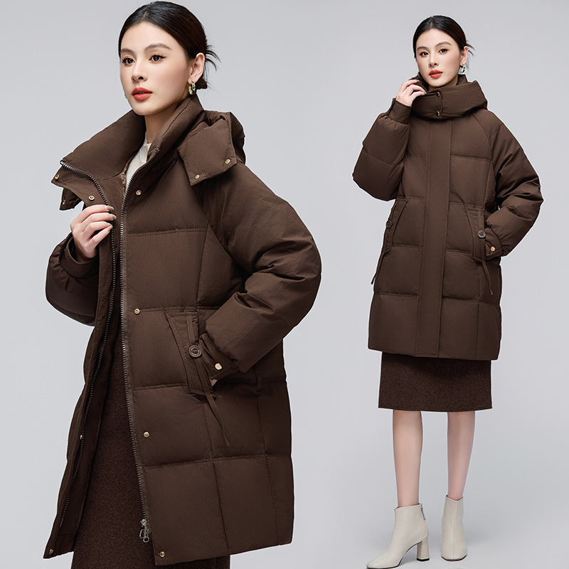 High-End Warm down Jacket Women's Mid-Length 2025 Winter New Korean Fashion Thickeneded Warm White Duck down Jacket