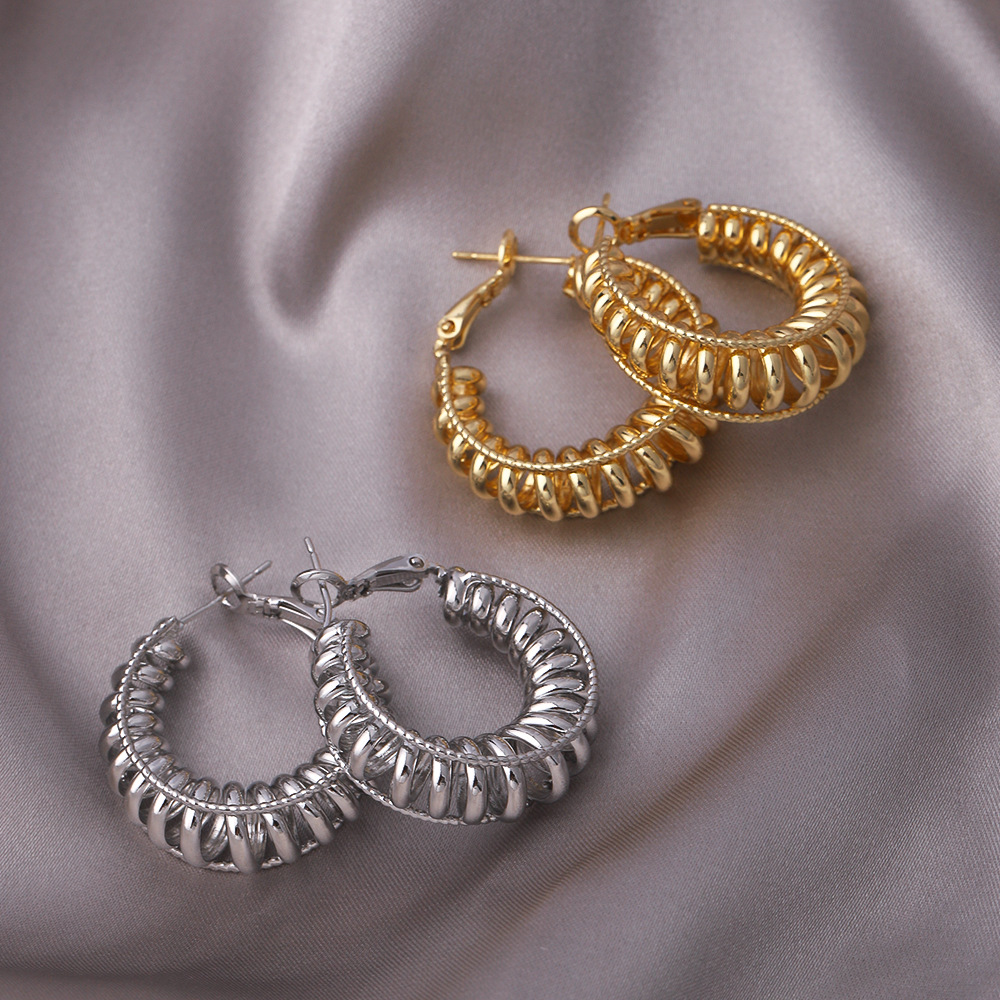 Irregularly Wrapped Copper Gold-Plated Earrings with Advanced Design Sense, Ins Style, Unique and Versatile Earrings Wholesale