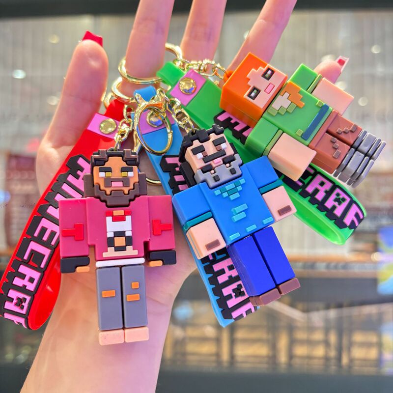 Minecraft keychain pendant, keyring, car decoration, cartoon doll, building block figure, backpack gift wholesale Minecraft keychain pendant, keyring, car decoration, cartoon doll, building block figure, backpack gift wholesale