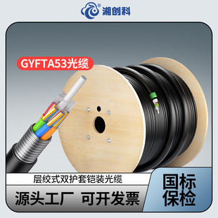 National Standard Outdoor Single-Mode Double-Armored Double-Sheathed Armored Optical Cable Gyta53-4B14-144 Flame-Retardant Reinforced Armored Cable