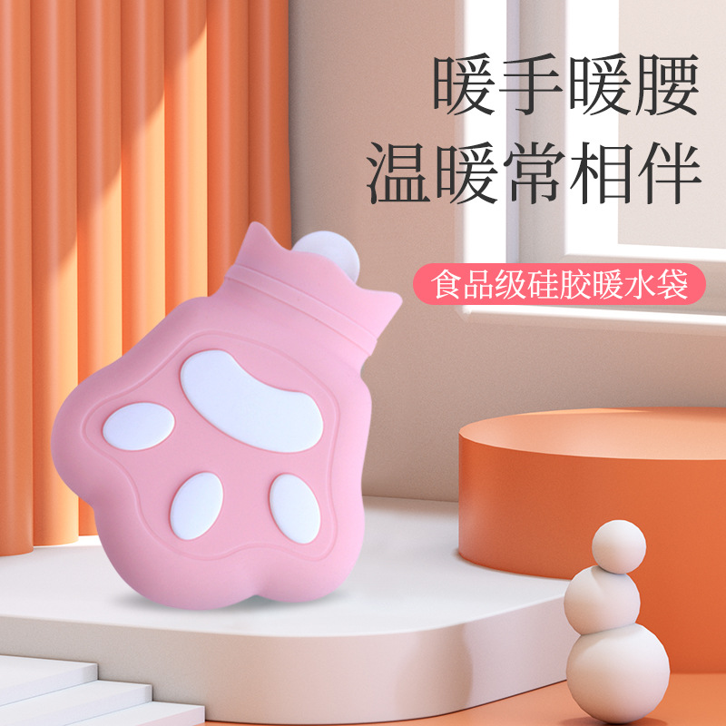 Portable Hand-held Hot Compress Silicone Hot Water Bag Filled With Water Hand Warmer Explosion-proof Leak-proof Microwave Heating Hot Water Bag